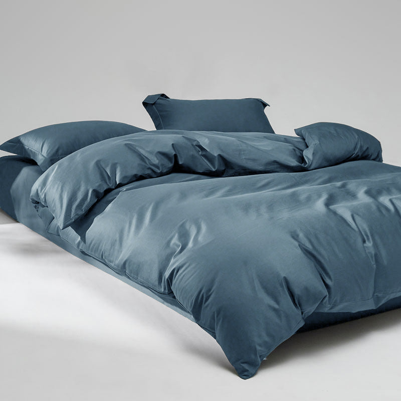 WEICH 1000TC Bedsheet Set | With Quilt Cover | 100% Combed Cotton |  Soft Touch | Dark Blue
