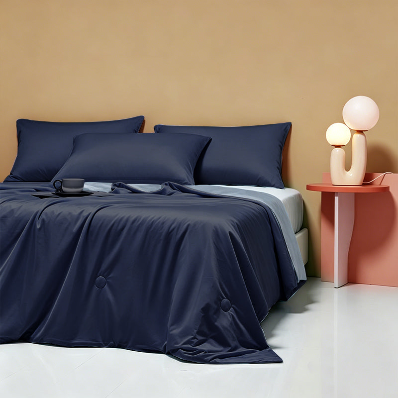 Weich 100% Nylon Fabric | Filled With Whole Feather Silk Cotton | Steel Blue