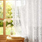 WEICH Premium Lace Sheer Curtains | Elegant Window Panels for Modern Living Spaces | Clean White