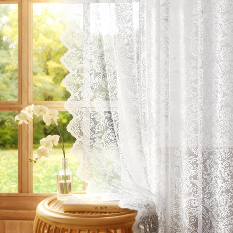 WEICH Premium Lace Sheer Curtains | Elegant Window Panels for Modern Living Spaces | Clean White