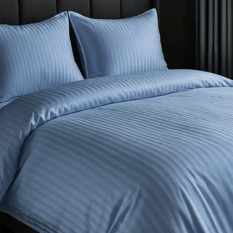 1200TC | Silky | Embossed Micro Satin | Bedsheet Set | Lake Blue