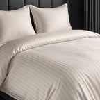 1200TC | Silky | Embossed Micro Satin | Bedsheet Set | Warm Ivory