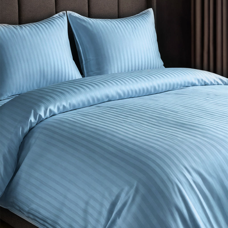 1200TC | Silky | Embossed Micro Satin | Bedsheet Set | Sky Blue