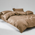 WEICH 1000TC Bedsheet Set | With Quilt Cover | 100% Combed Cotton | Soft Touch | Caramel Brown