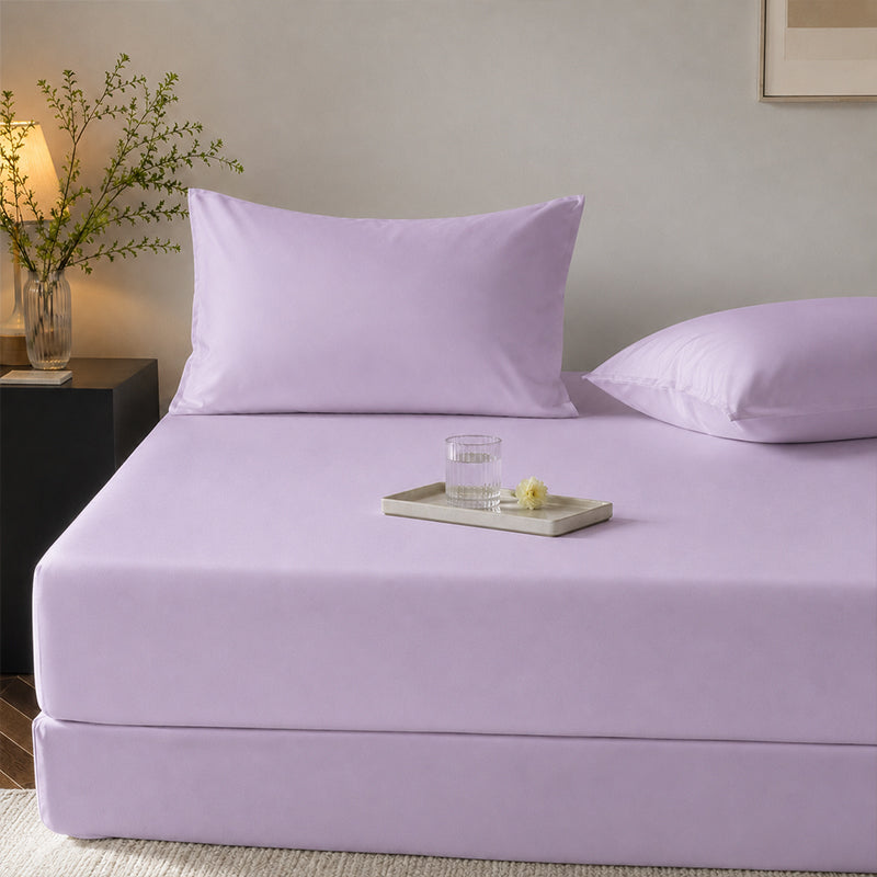 WEICH Ice Cooling Waterproof Fitted Sheet Mattress Protector | Soft Breathable Water Resistant Bedsheet Cover | Single Super Single Queen King | Purple