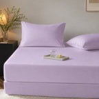 WEICH Ice Cooling Waterproof Fitted Sheet Mattress Protector | Soft Breathable Water Resistant Bedsheet Cover | Single Super Single Queen King | Purple