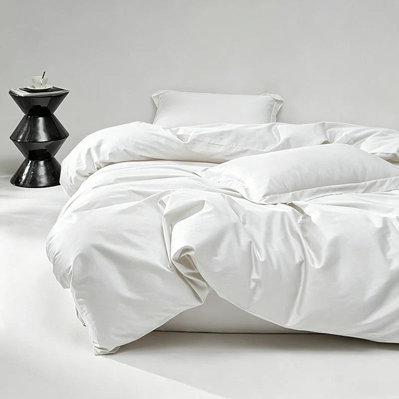 Crisp white hotel-inspired cotton bedding